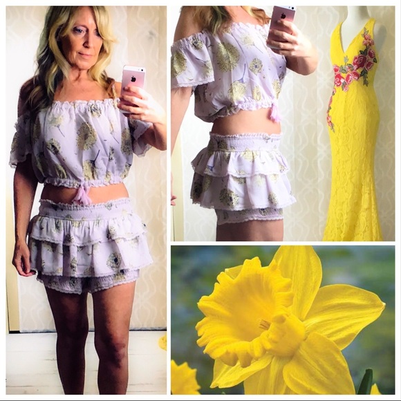 *CLEARANCE* Lolita Lavender Crop Top & Shorts Set - Picture 3 of 8